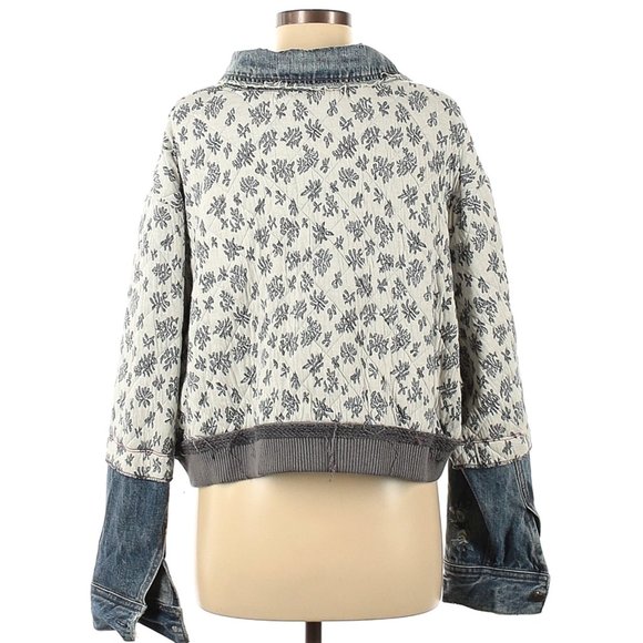 Free People DITSY DENIM Quilted FLORAL Jacket M L - Picture 10 of 10